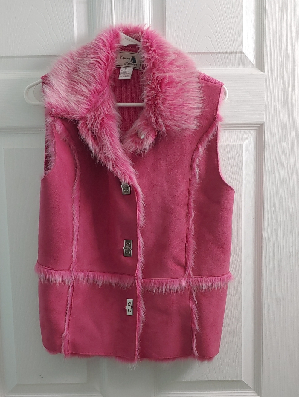 Equine Artwear Pink Vest Faux Fur Trim Women's Size M